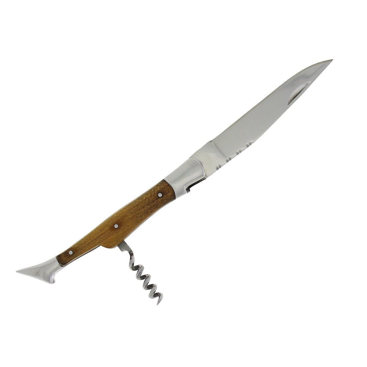  French Home Connoisseur Pocket Knife With Cork Screw and Olive Wood Handle - Default Title - Bonton