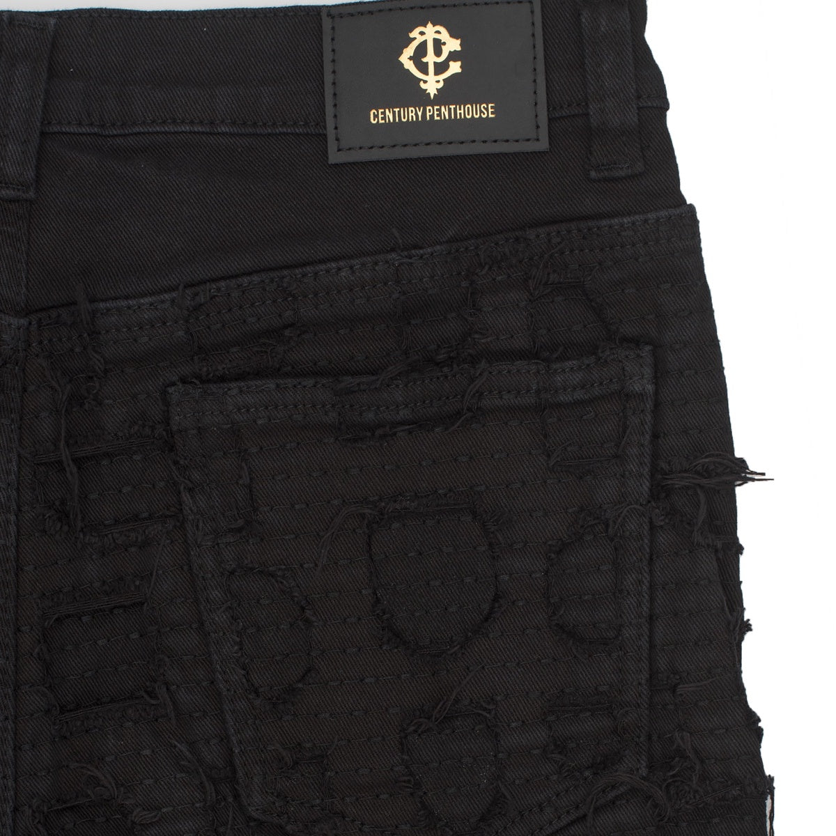  Barocco Patchwork Distressed Heritage Fit Denim Jeans -Century Penthouse BLACK - BLACK - Bonton