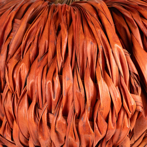 Autumn Harvest Woven Pumpkin Decoration - 8.5" - Orange