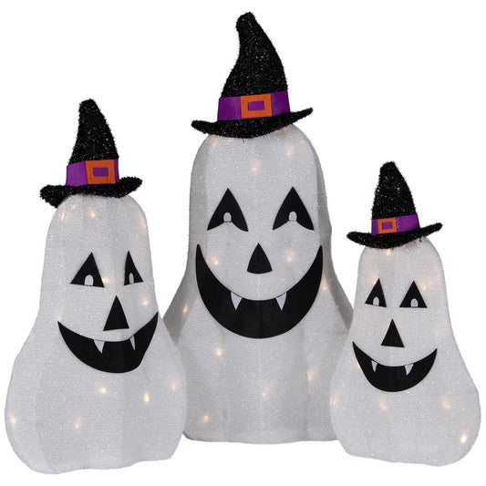 LED Jack O' Lantern Ghosts Outdoor Halloween Decorations - 23.5" - Set of 3