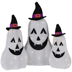 LED Jack O' Lantern Ghosts Outdoor Halloween Decorations - 23.5" - Set of 3