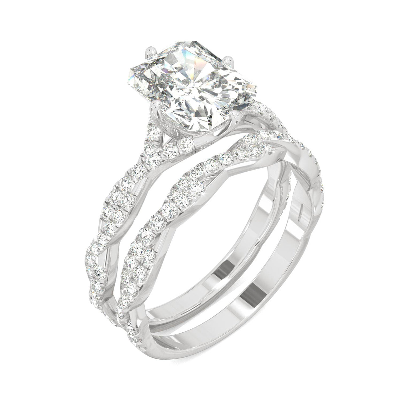  Charles & Colvard Charles & Colvard 3.42cttw Moissanite Radiant Bridal Set - White Gold - Bonton