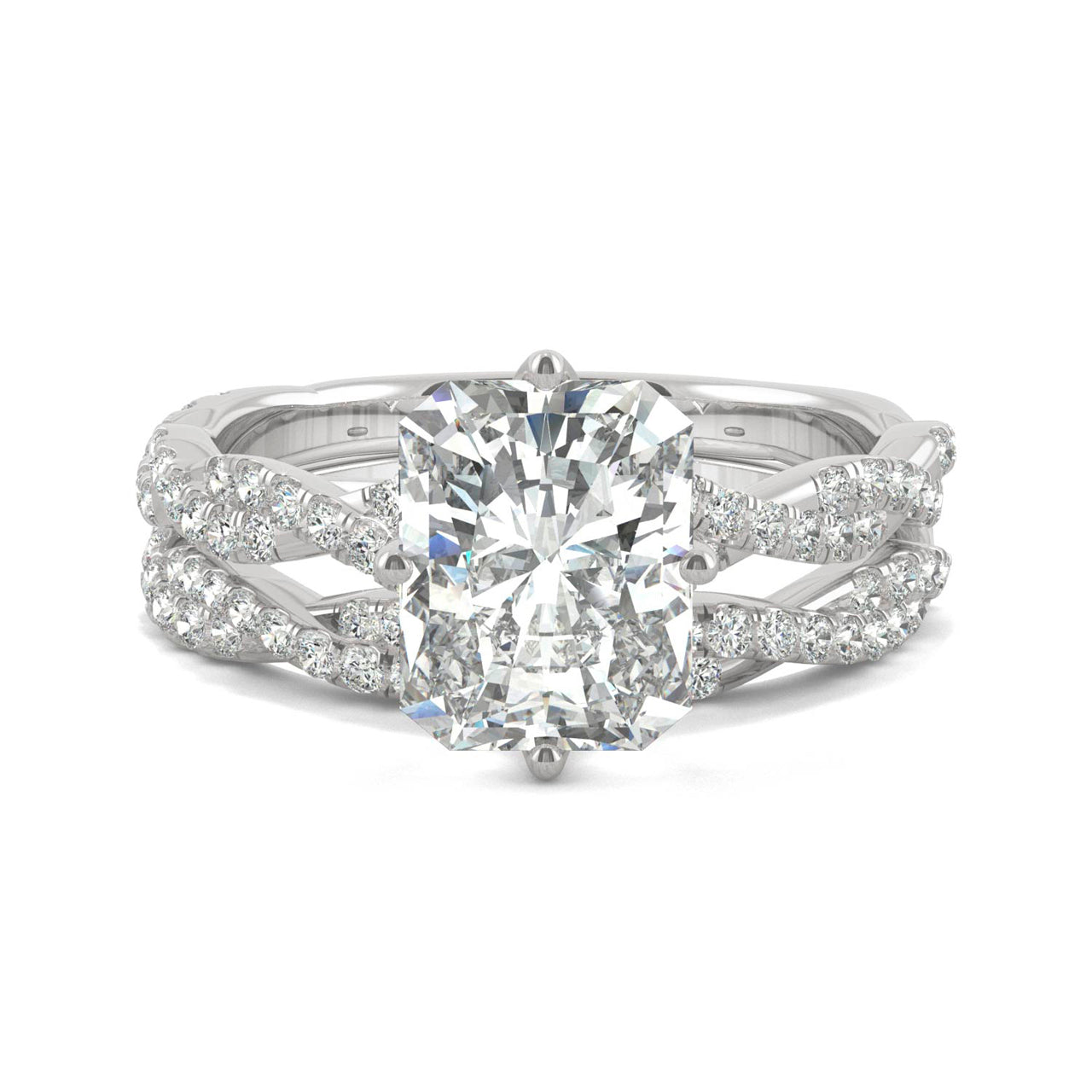  Charles & Colvard Charles & Colvard 3.42cttw Moissanite Radiant Bridal Set - White Gold - Bonton