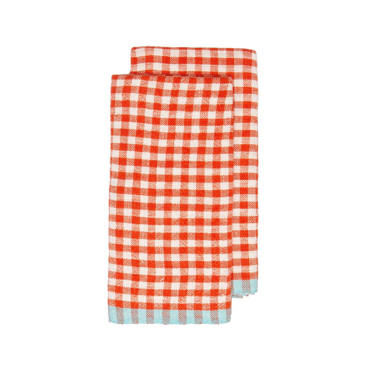  Caravan Two-Tone Gingham Towels, Set of 2 - Lime & Aqua - Bonton