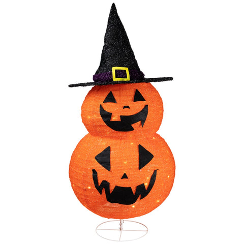 34" Jack-O-Lanterns in Witch's Hat Outdoor Halloween Decoration