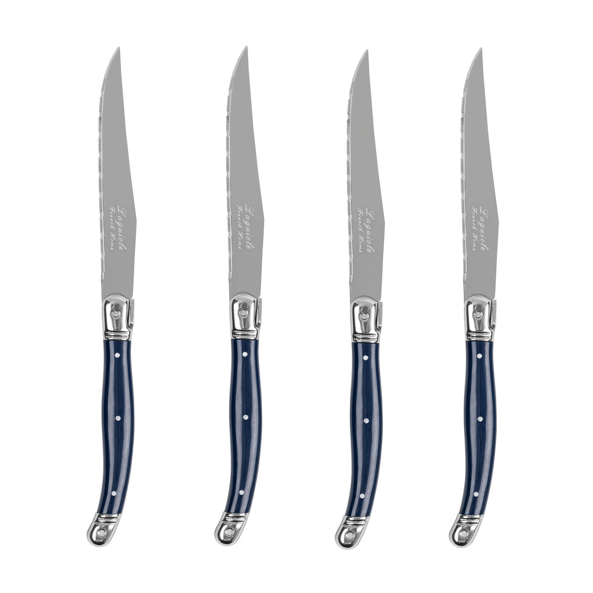  French Home Laguiole Connoisseur 4-Piece Steak Knife Set With Navy Handles - Default Title - Bonton