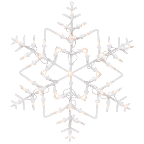 16" White Lighted Snowflake Christmas Window Silhouette