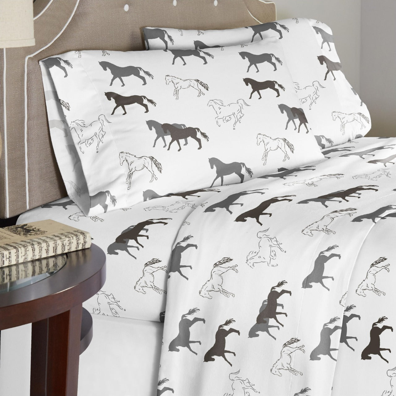  Pointehaven Winter Print Flannel Sheet Sets - Scenic Toile - Bonton