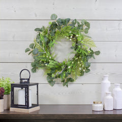 Eucalyptus and Foliage Springtime Floral Wreath  Green 21"