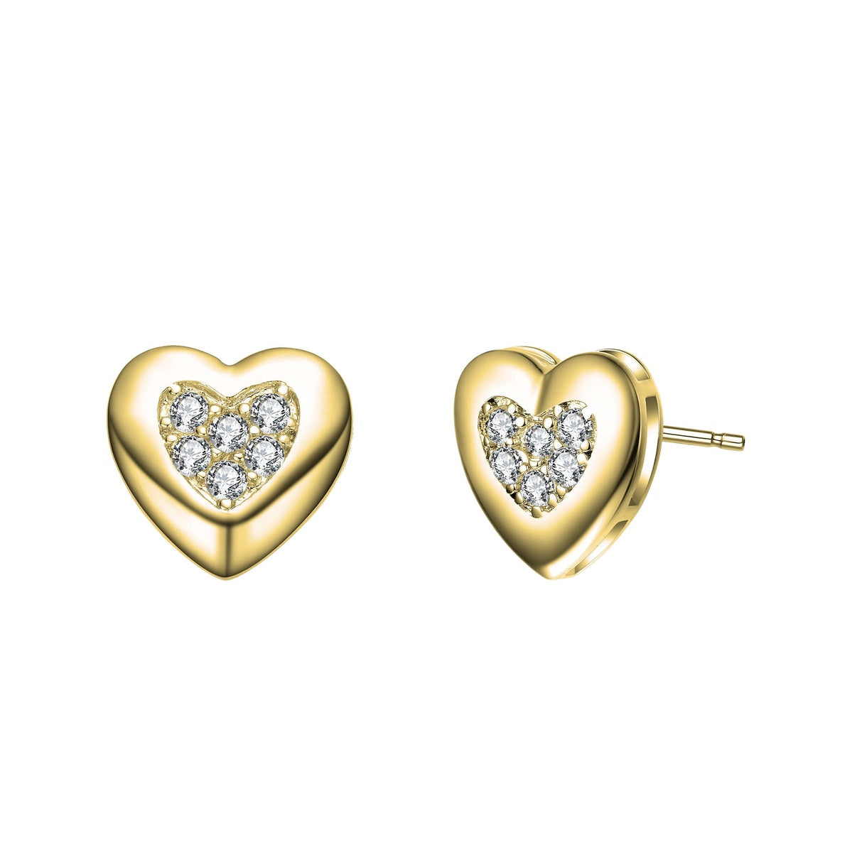  Stella Valentino Stella Vallentino Sterling Silver 14k Gold Plated With 0.18ctw Lab Created Moissanite Pave Heart Stud Earrings - Clear - Bonton