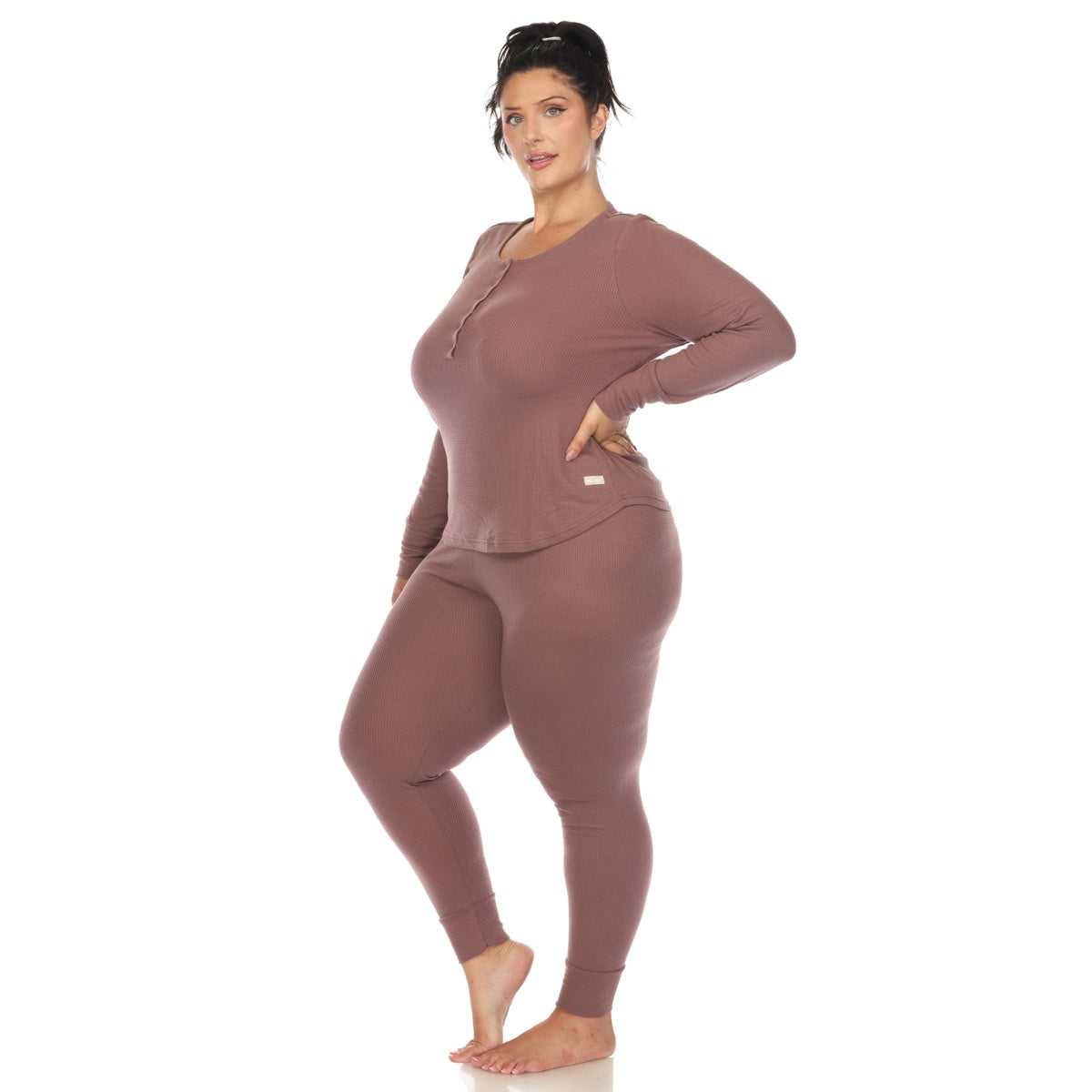  White Mark Plus Size Waffle Pajama Set - 1X - Bonton