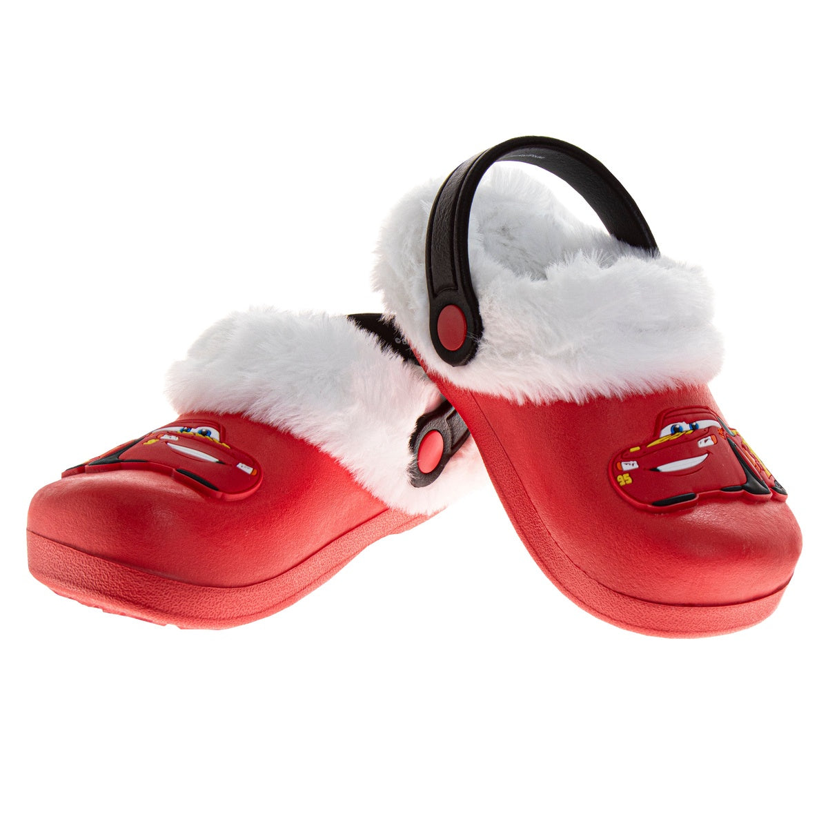  Josmo Disney Cars Lightning Mcqueen Fuzzy Fleece Lined Clogs for Boys Winter Warm Plush Garden Shoes (Toddler) - 5-6 - Bonton