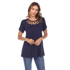 Women's Crisscross Cutout Short Sleeve Top