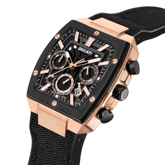 Ducati Chrono Watch Blk  Silicon Nylon Strap