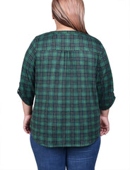 Plus Size 3/4 Roll Sleeve Top