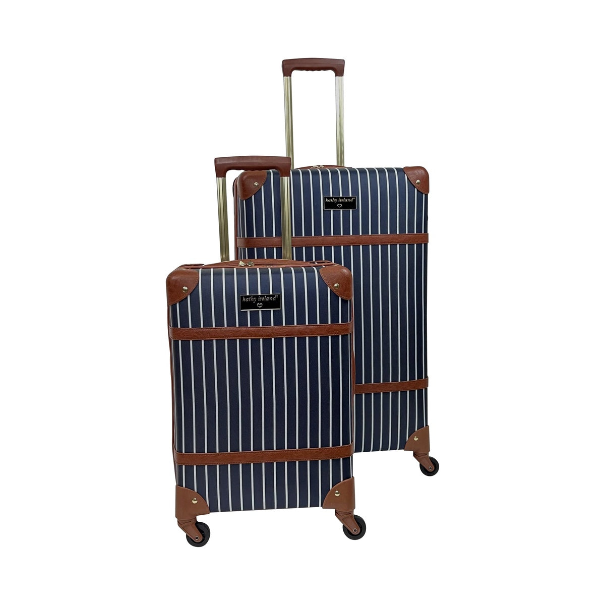  Kathy Ireland NEW! Kathy Ireland Vintage Trunk 2-Piece Hardside Luggage Set - Herringbone - Bonton