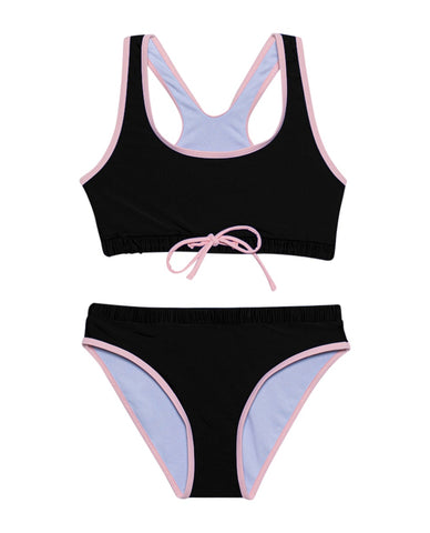 Ocean Sporty Round Neck Bikini Top and Bikini Bottom Set