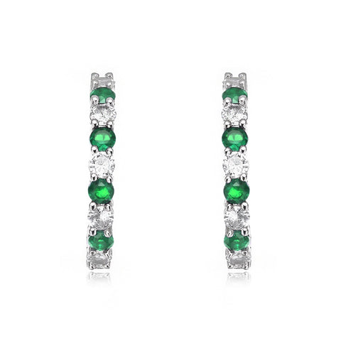 Colored Cubic Zirconia Inside Out Hoop Earrings