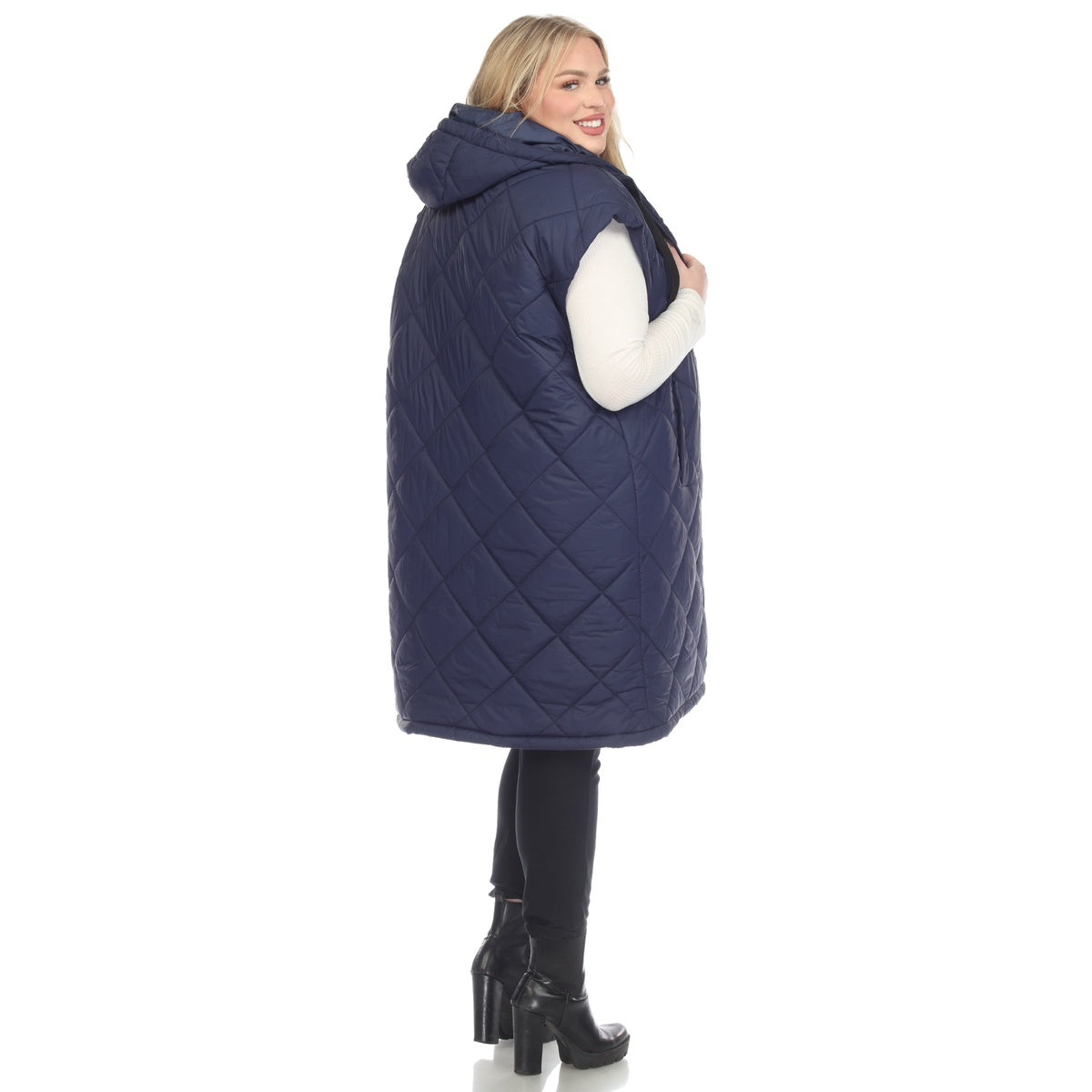  White Mark Plus Size Diamond Quilted Hooded Puffer Vest - 1X - Bonton