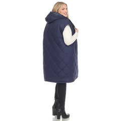 Plus Size Diamond Quilted Hooded Puffer Vest