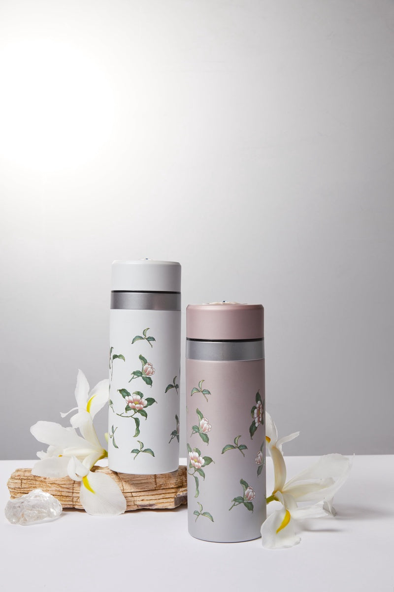  Acera The Flower Fairy Stainless Steel Travel Mug With Ceramic Core - White with Floral Decals - Bonton