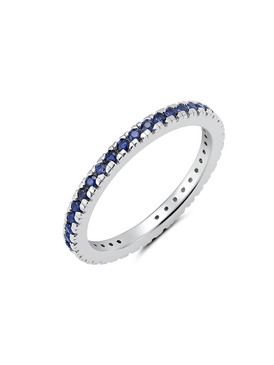  CRISLU Sapphire Cubic Zirconia Step Cut Eternity Band Finished in Pure Platinum - XX - Bonton