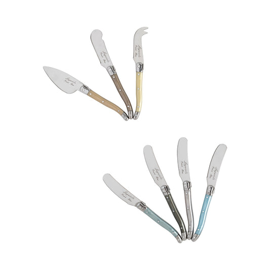 Laguiole Mother of Pearl Cheese Knife and Spreader Set, 7 Piece