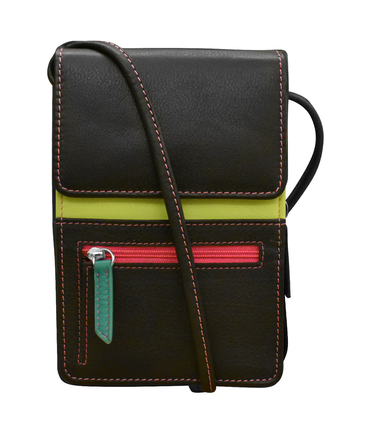 Leather Small Organizer On String Black Brights