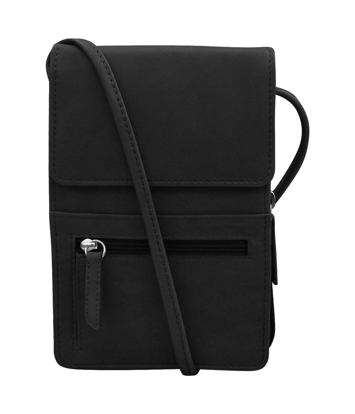 Leather Small Organizer On String Black