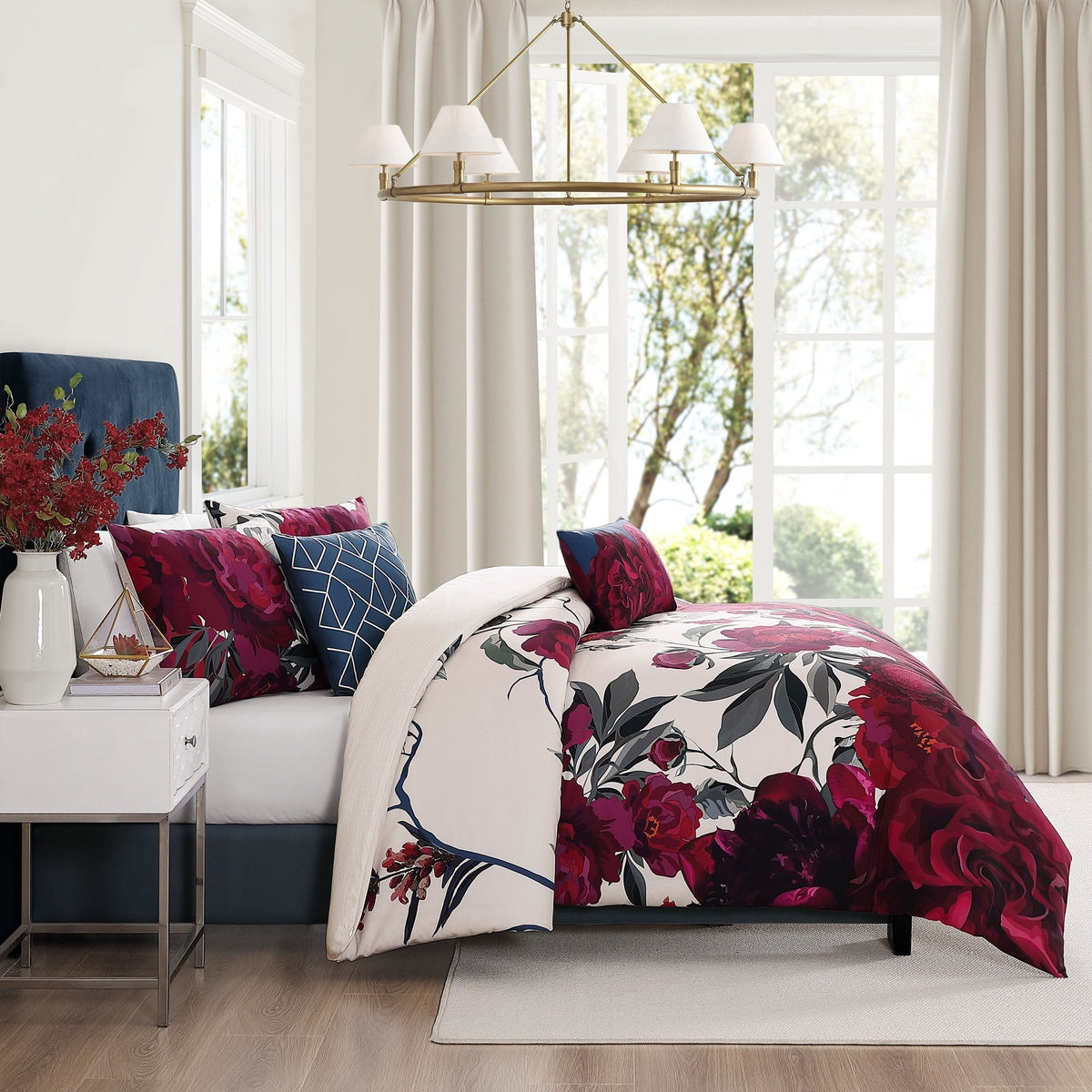  Bebejan® Bebejan Burgundy Branches 5 Piece Reversible Comforter Set - QUEEN - Bonton