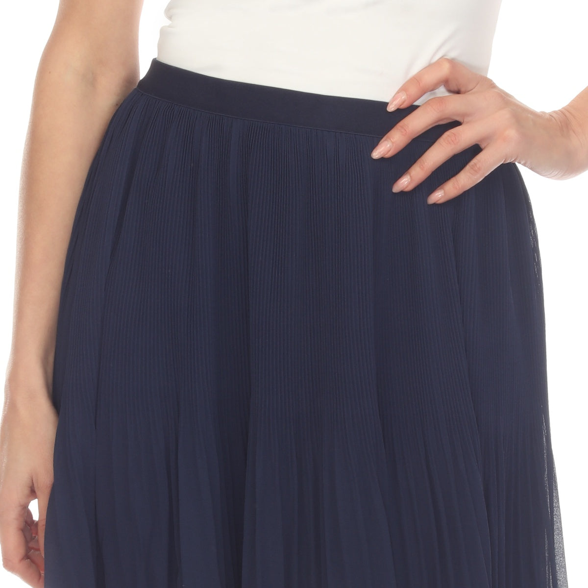  White Mark Women's Chiffon Pleated Midi Skirt - S - Bonton