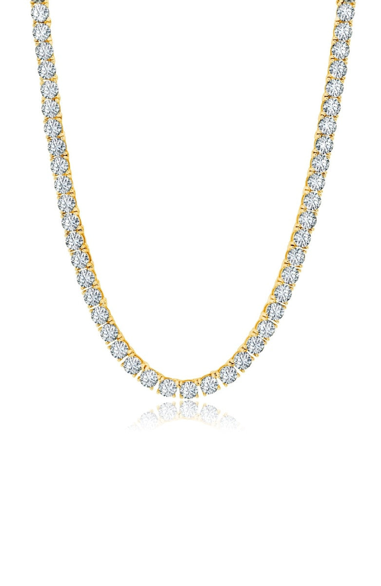  CRISLU Brilliant Cut Tennis Necklace Finished in 18kt Yellow Gold 3mm - XX - Bonton