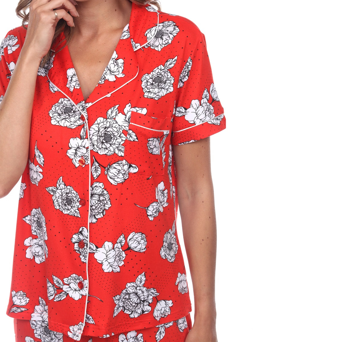  White Mark Women's Short Sleeve Floral Pajama Set - S - Bonton