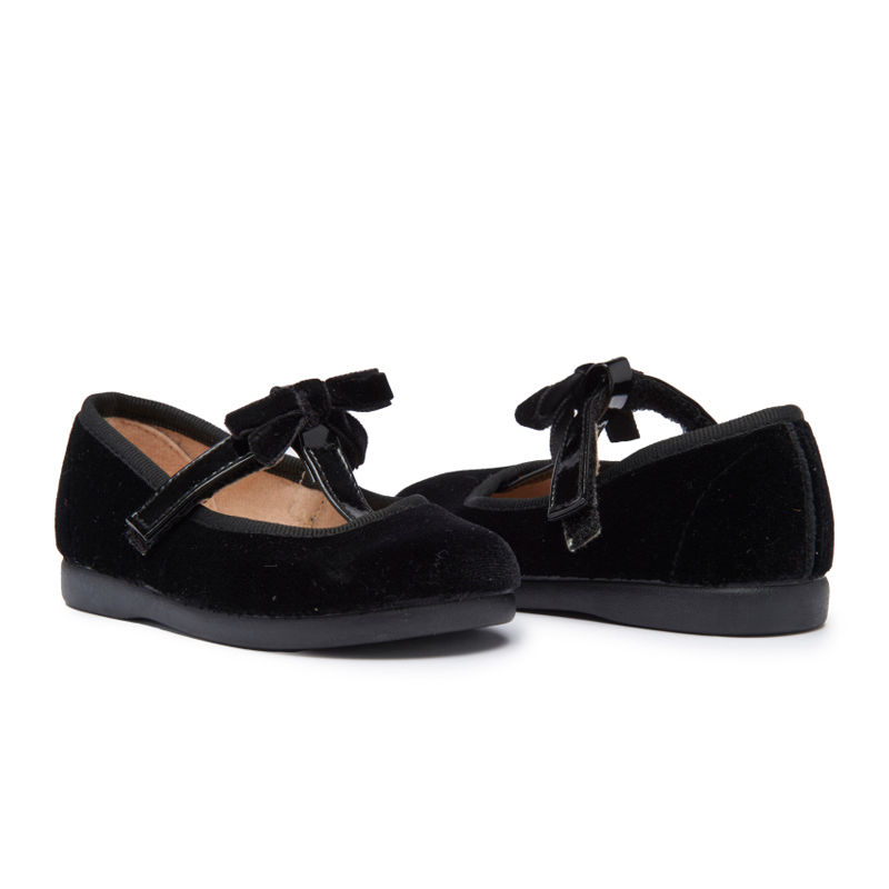  Childrenchic Velvet T-Strap Party Shoes in Black - Black - Bonton