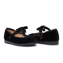 Velvet T-Strap Party Shoes in Black