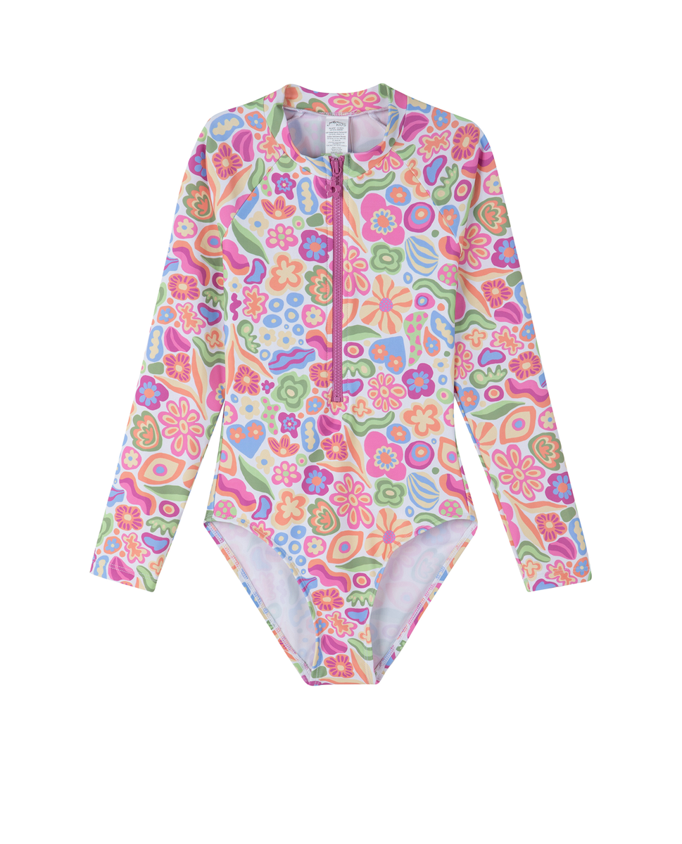  Gottex Kids Under the Sea Long Sleeve Zip Front One Piece - Sea-Multi - Bonton
