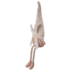 Sitting Easter Gnome With Bunny Ears and Dangling Legs - 32" - White and Pink