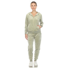 Women's 2 Piece Velour Tracksuit Set