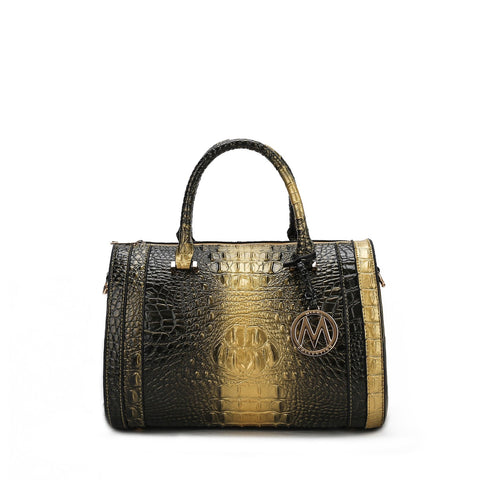 Usal Croc-Embossed Satchel Bag