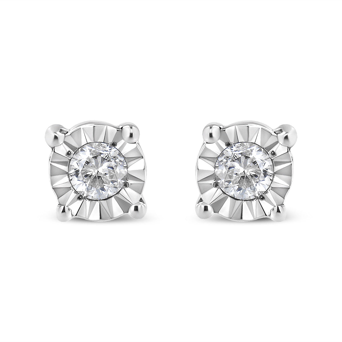  Haus of Brilliance .925 Sterling Silver 1/10 Cttw Round Brilliant-Cut Diamond Miracle-Set Stud Earrings (J-K Color, I3 Clarity) - White - Bonton