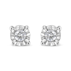 .925 Sterling Silver 1/10 Cttw Round Brilliant-Cut Diamond Miracle-Set Stud Earrings (J-K Color, I3 Clarity)