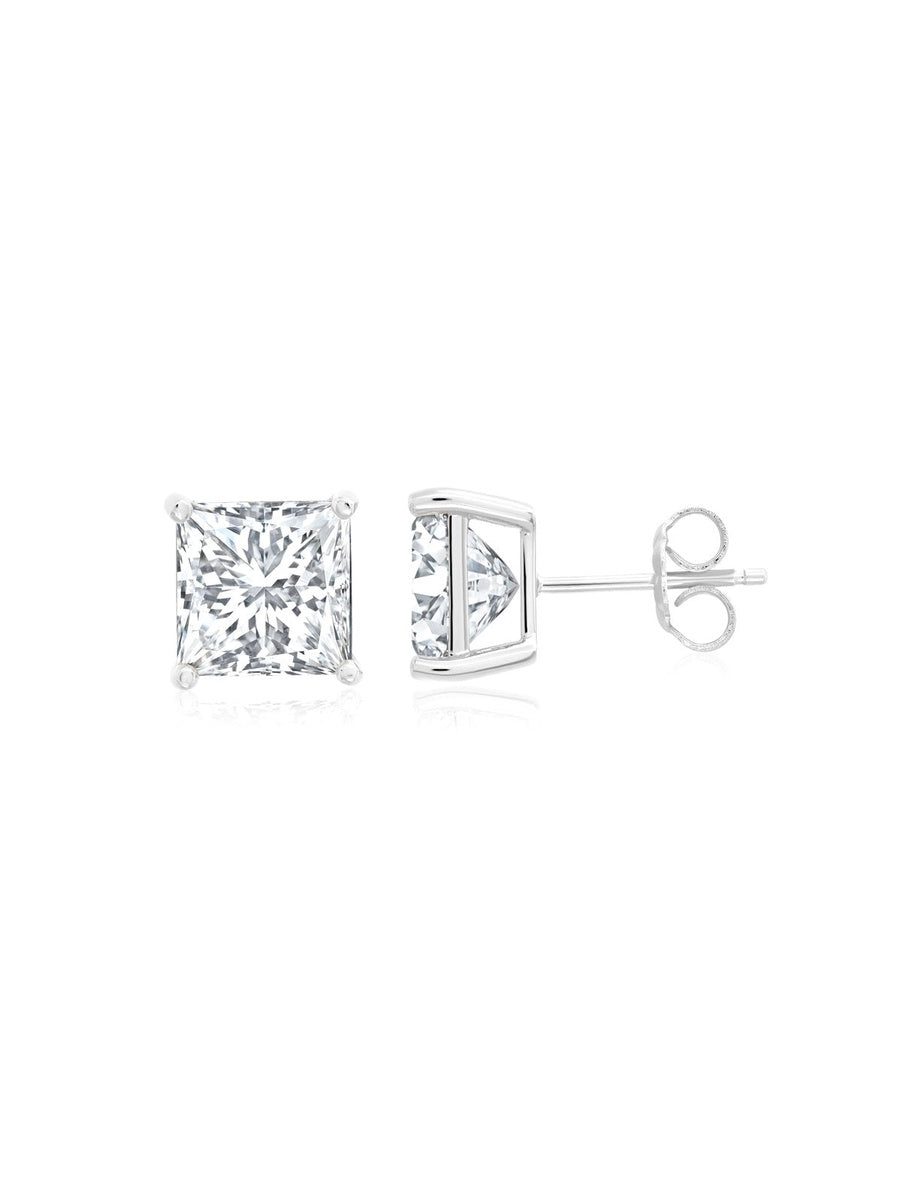  CRISLU Mens Large Square Stud in Platinum - Pure Platinum - Bonton