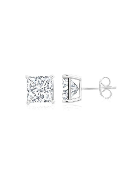 Mens Large Square Stud in Platinum