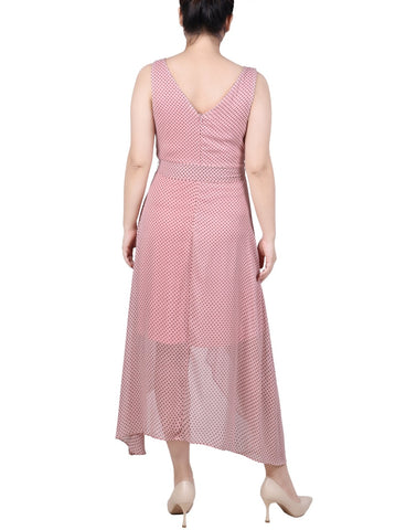 Petite Sleeveless Wrap Chiffon Dress