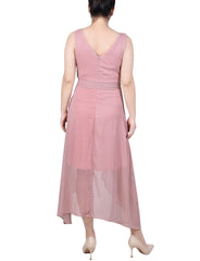 Petite Sleeveless Wrap Chiffon Dress