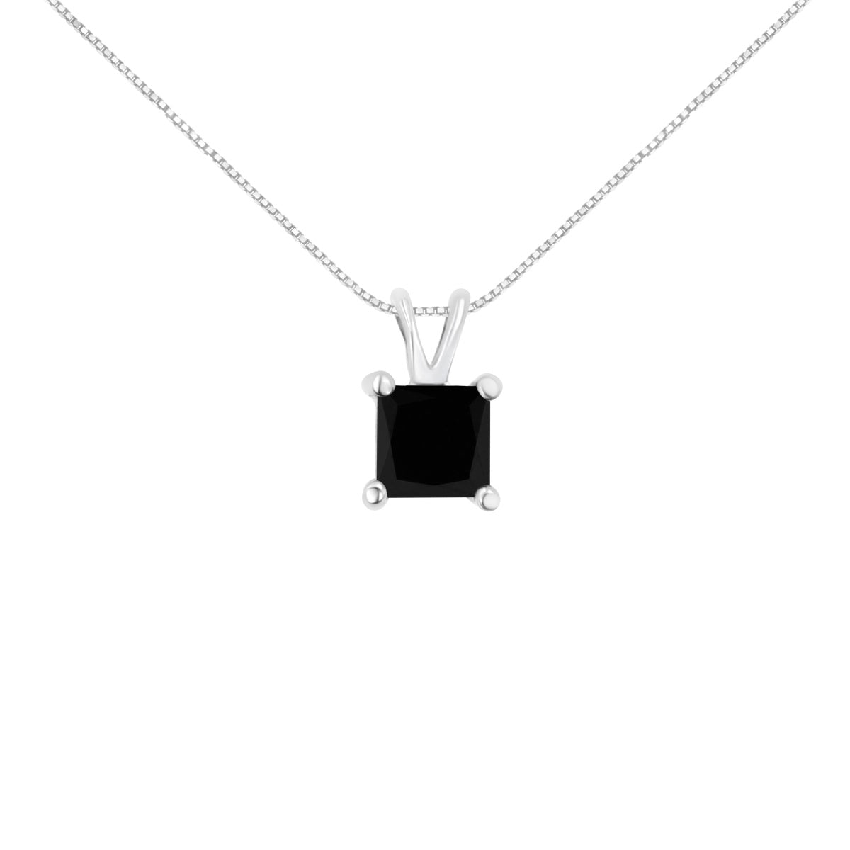  Haus of Brilliance .925 Sterling Silver 1/2 Cttw Treated Black Diamond Solitaire Pendant Necklace (Black) - 0.5 - Bonton