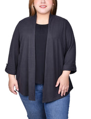 Plus Size Roll Tab Sleeve 2Fer Set