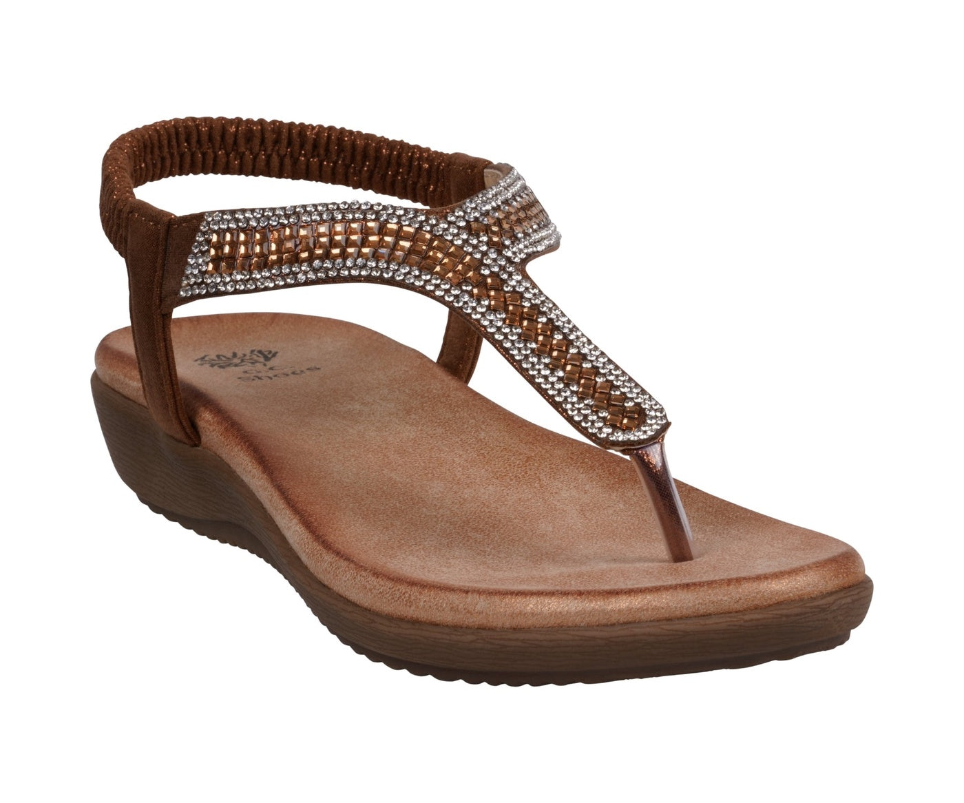  GC Shoes Women's Lori Bronze Embellished Flat Sandals - Bronze - Bonton