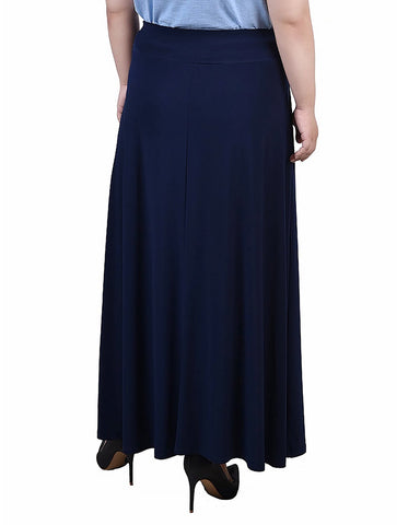 Plus Size Maxi Skirt With Sash Waist Tie