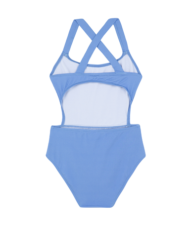 Summer Rib Textured Cut Out Cross Strap One Piece